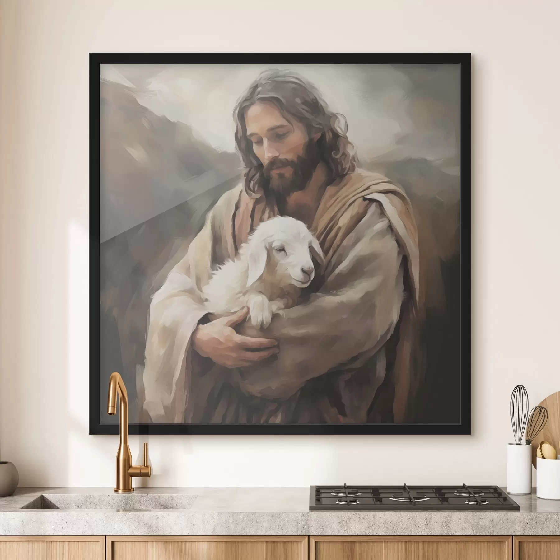 Fototapetes Jēzus ar jēru f43356