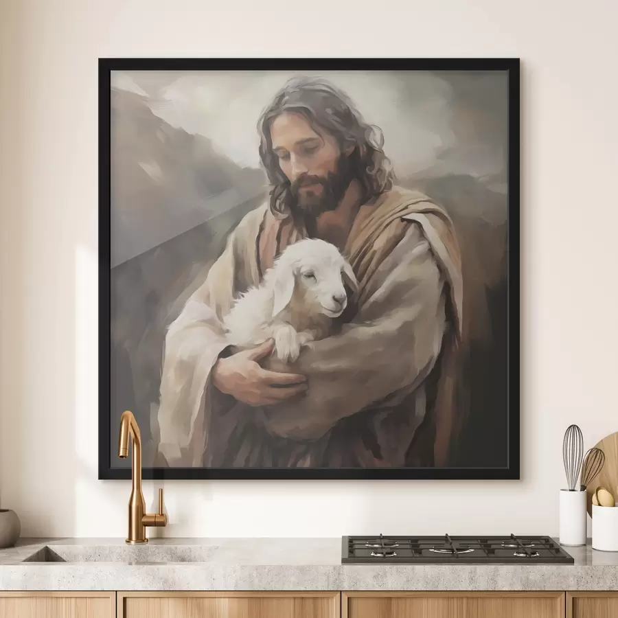 Fototapetes Jēzus ar jēru f43356