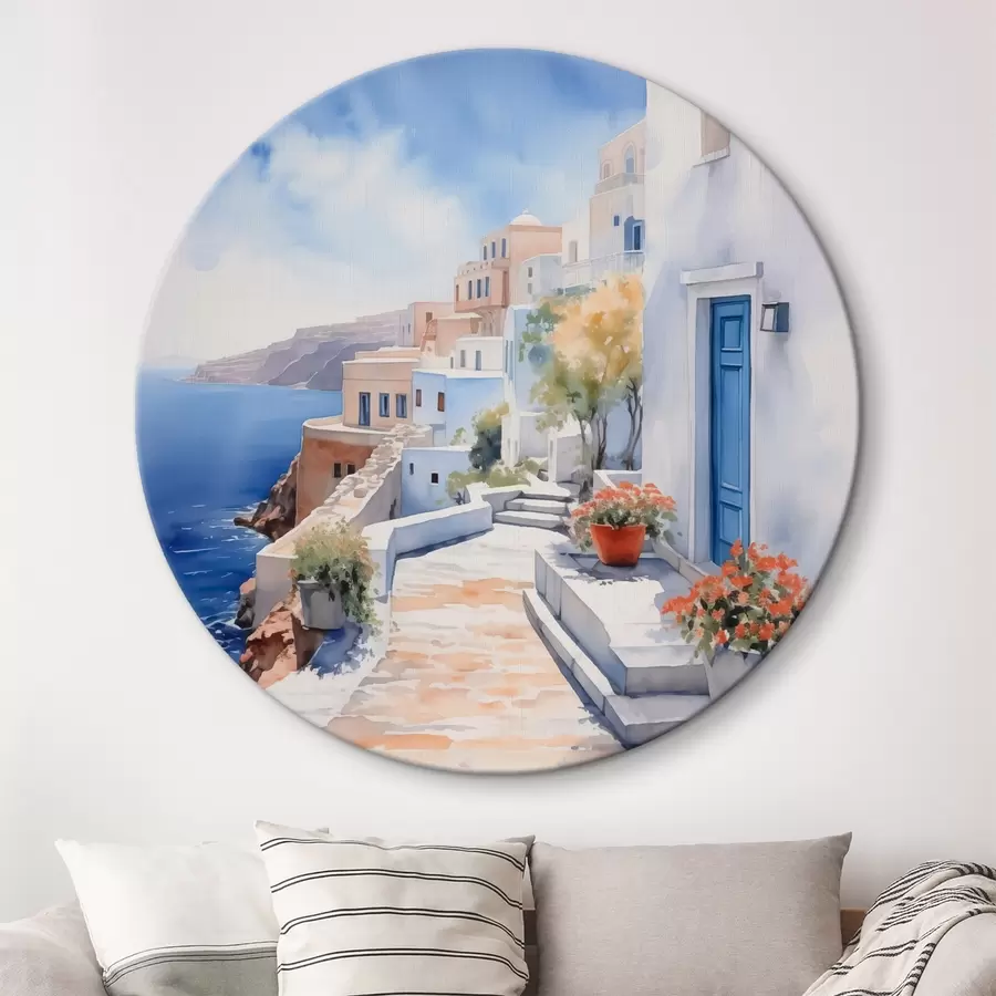 Glezna Mājas pie jūras akvareļa imitācija r43346