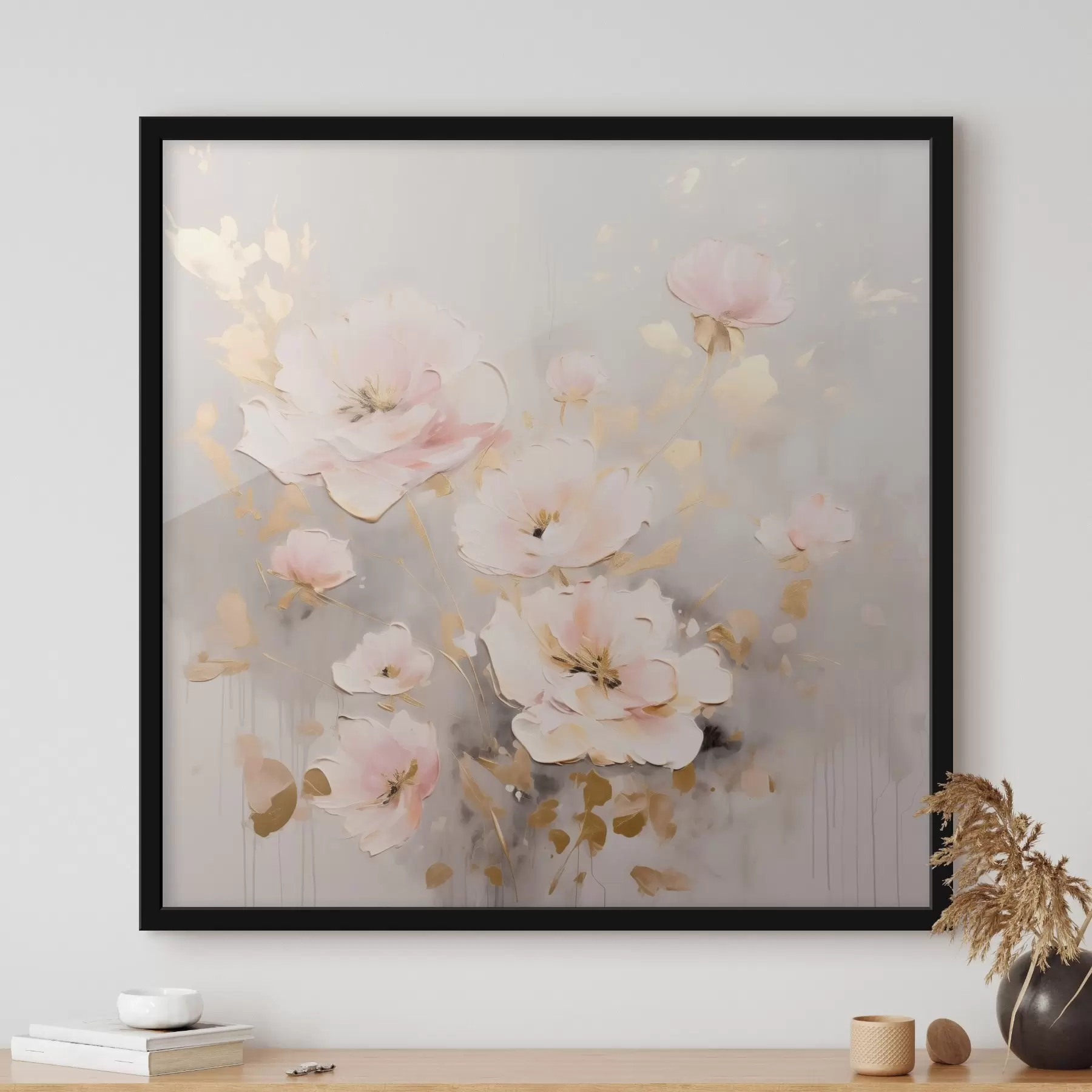 Fototapetes Rozā eleganti ziedi gleznošanas stilā f43372