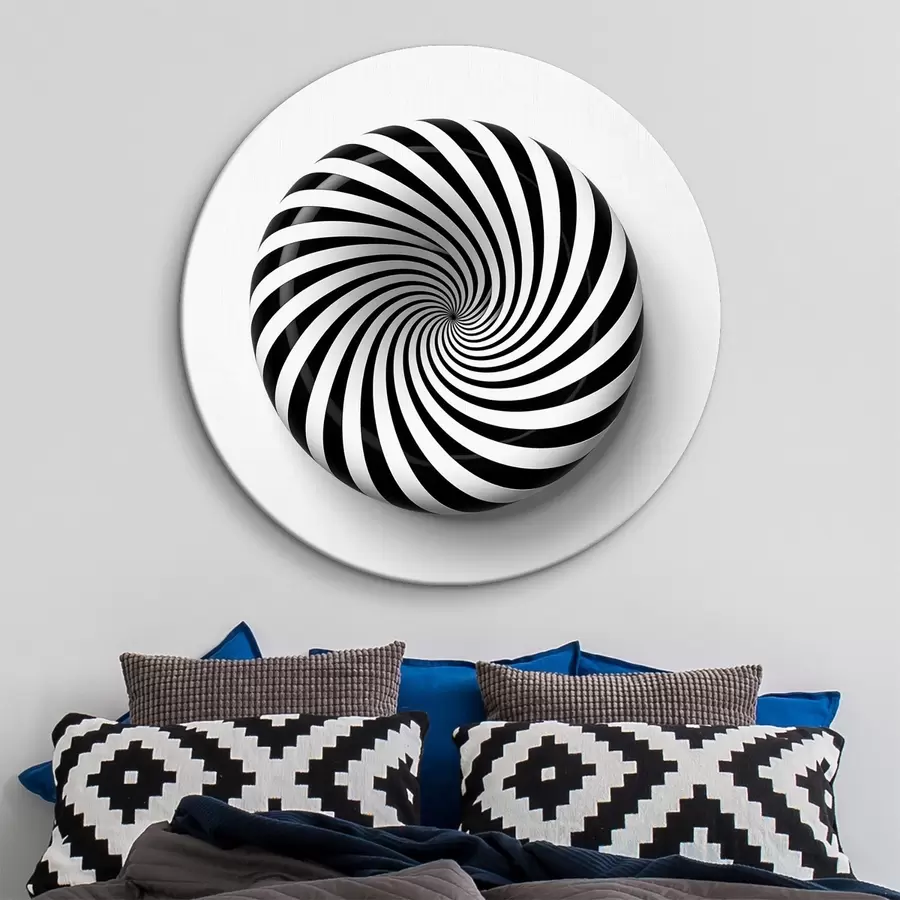 Glezna Ģeometriska virpuļojoša grafika, melna grafika uz balta fona r43376