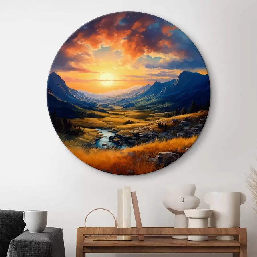 Glezna Kalnu ainava saulrieta laikā r43378