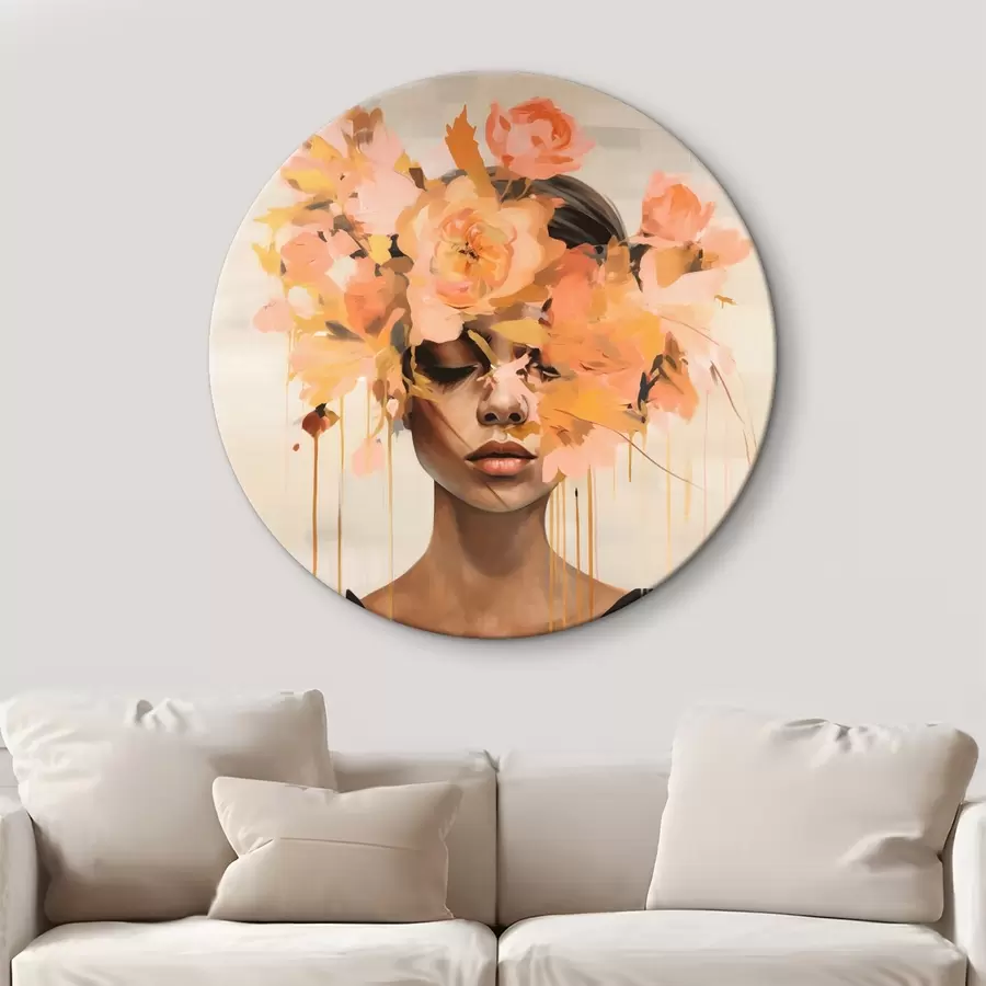 Glezna Meitene ar krāsu uz sejas un ziediem uz galvas r43382