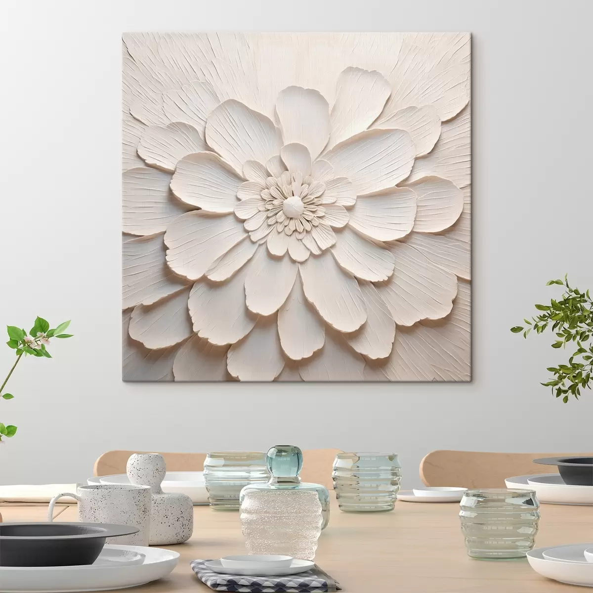 Glezna Liels balts zieds ar apjomīgām ziedlapiņām s43364