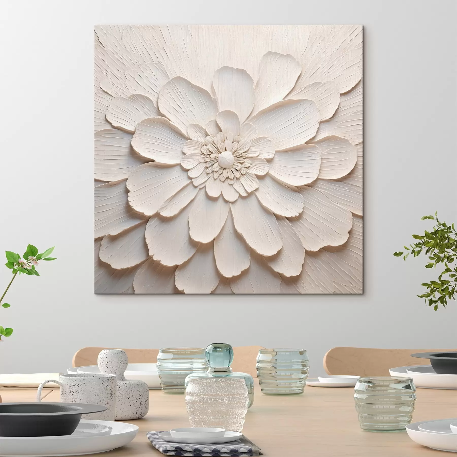 Fototapetes Liels balts zieds ar apjomīgām ziedlapiņām s43364