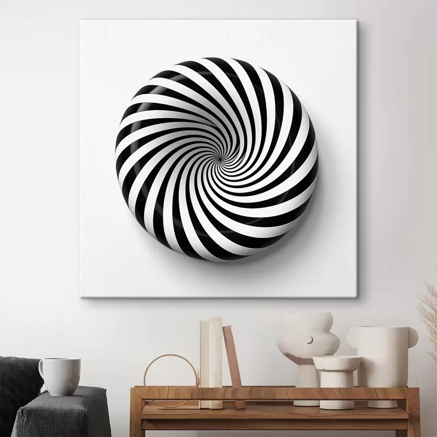 Glezna Ģeometriska virpuļojoša grafika, melna grafika uz balta fona s43376