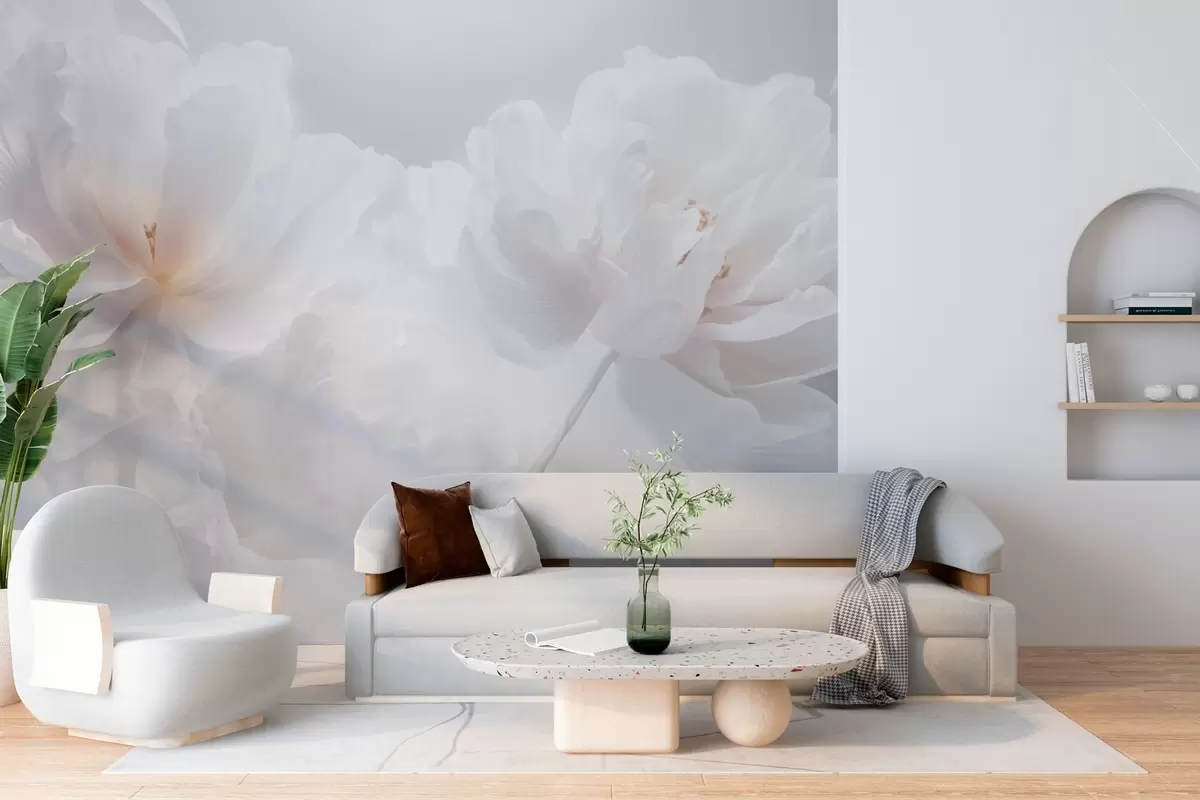 Fototapetes Ziedēšanas gaismas ziedi uz gaiša fona w03443