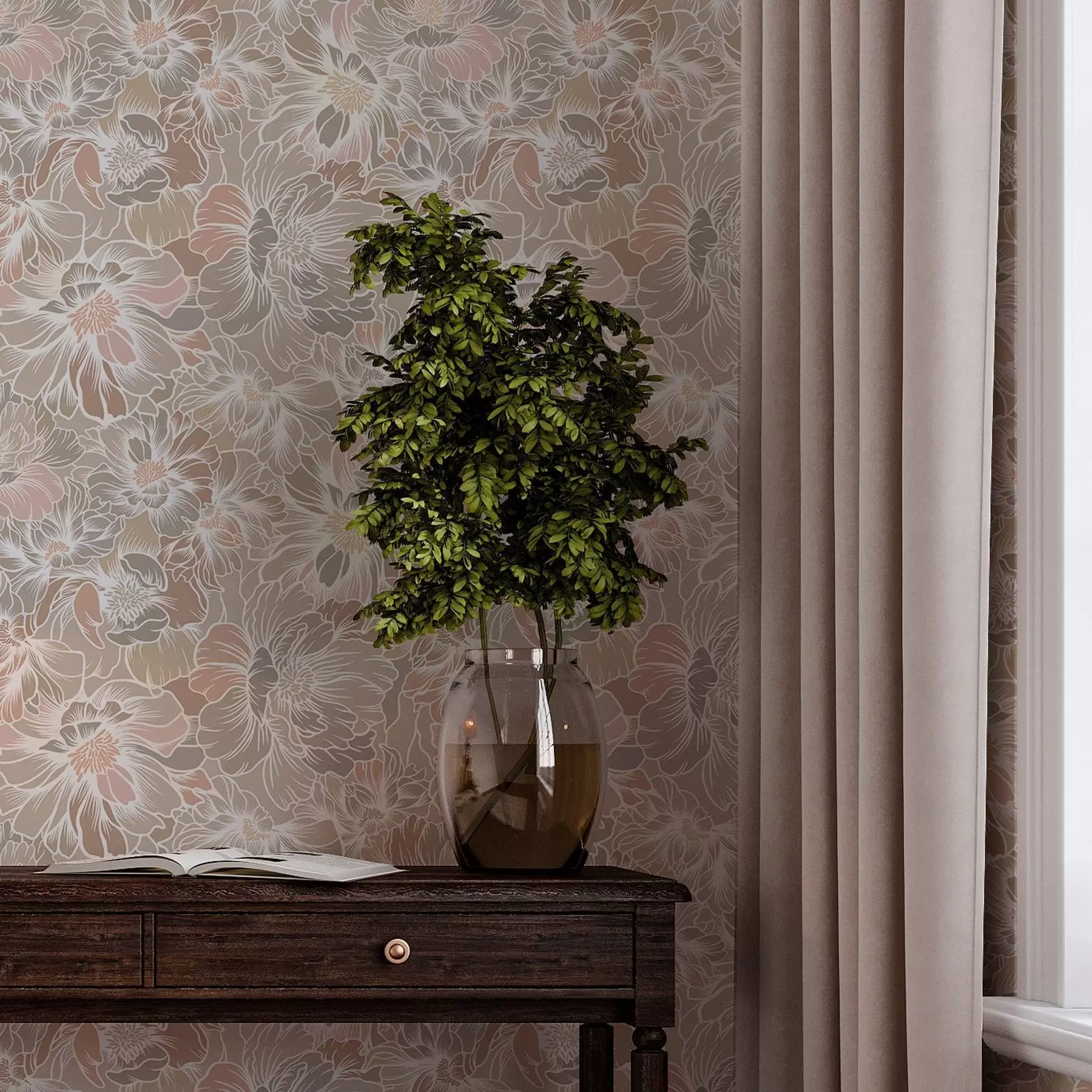 Fototapetes Lieli ziedi ar krāsainiem ziedlapiņām pasteļtoņos a00020