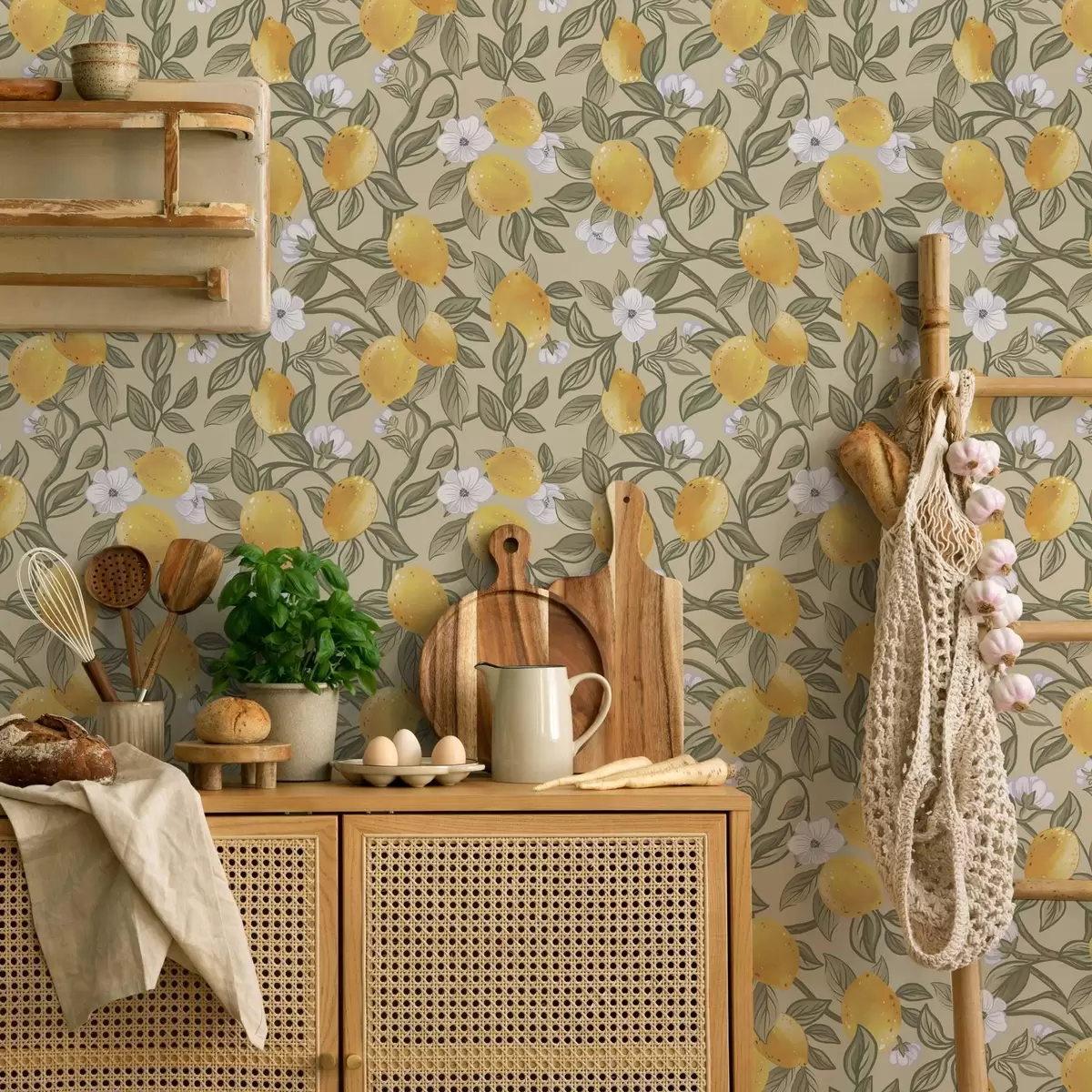 Tapetes Ziedi un dzeltenie citroni a00023