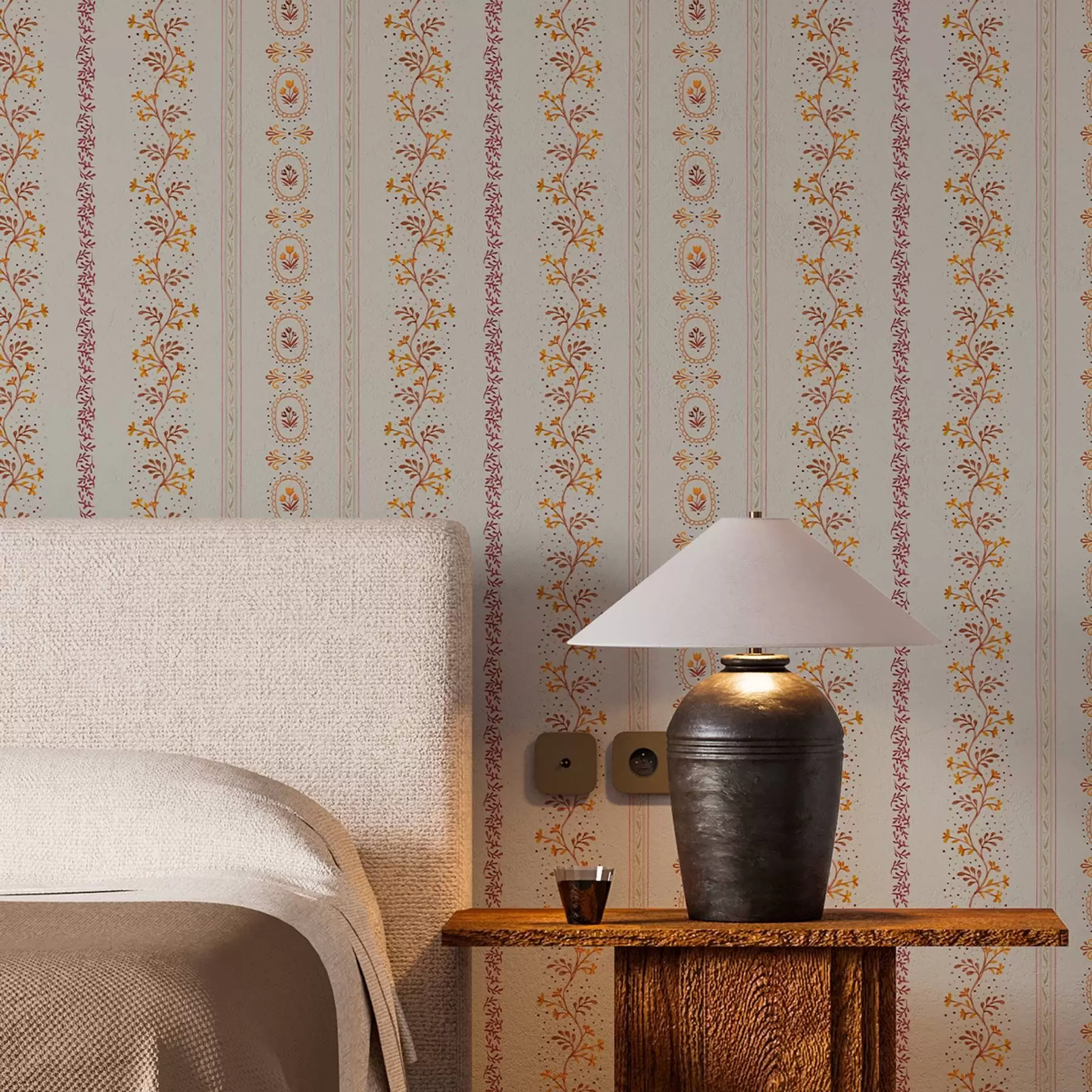 Fototapetes Smalks ģeometriskais ornaments ar ziediem un augiem a00031