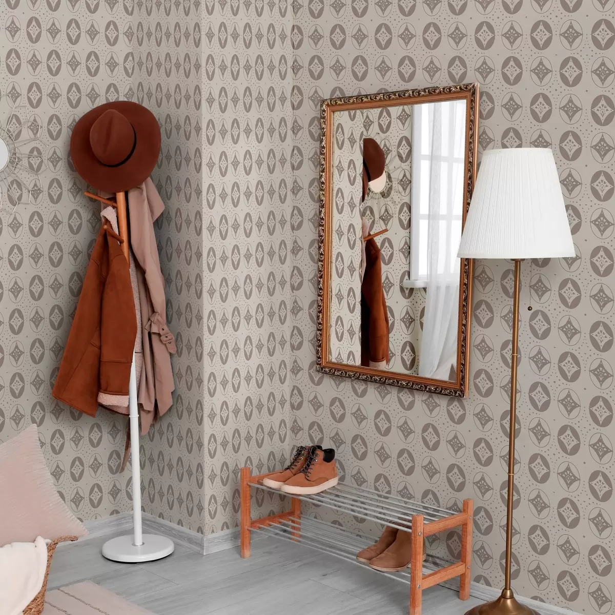 Tapetes Smalks ģeometriskais ornaments ar rombiem a00035