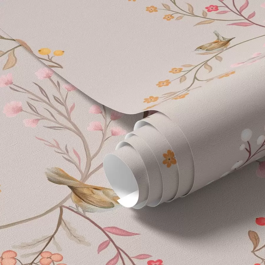 Fototapetes Smalki ziedi un kolibri uz zariem a00036