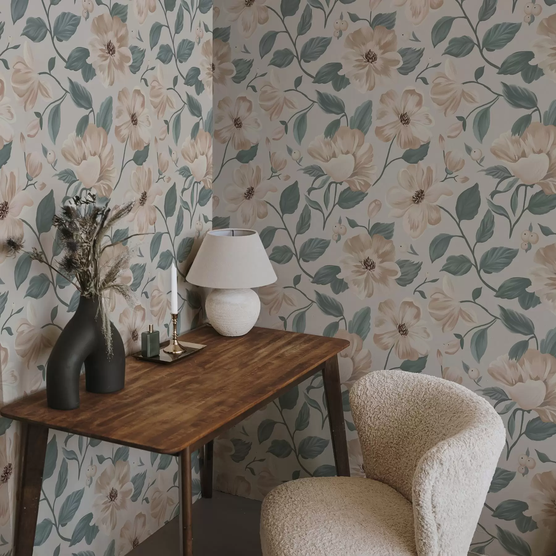 Fototapetes Maiga ziedu kompozīcija pasteļtoņos a00043