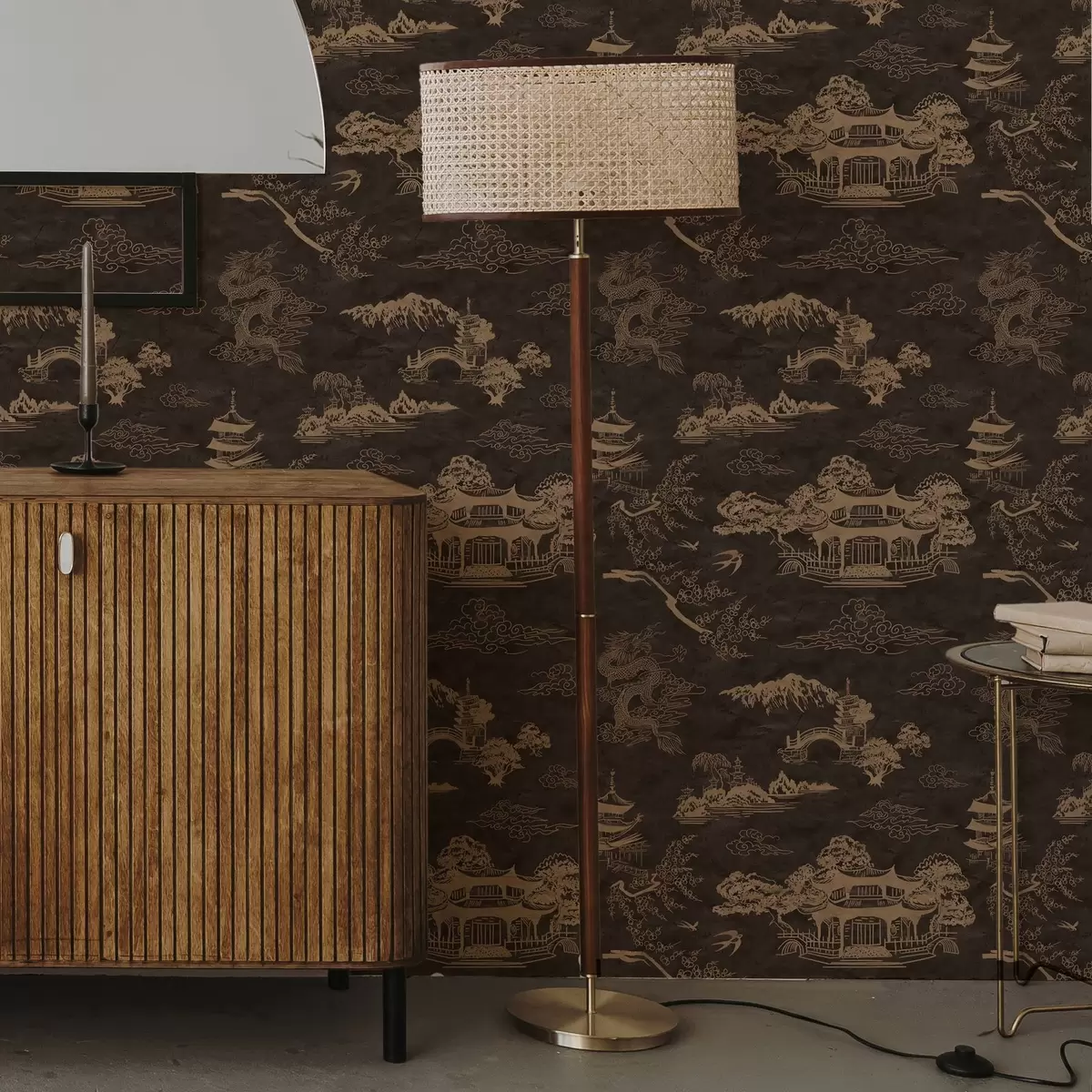 Tapetes Āzijas elementi brūnā krāsā a00065