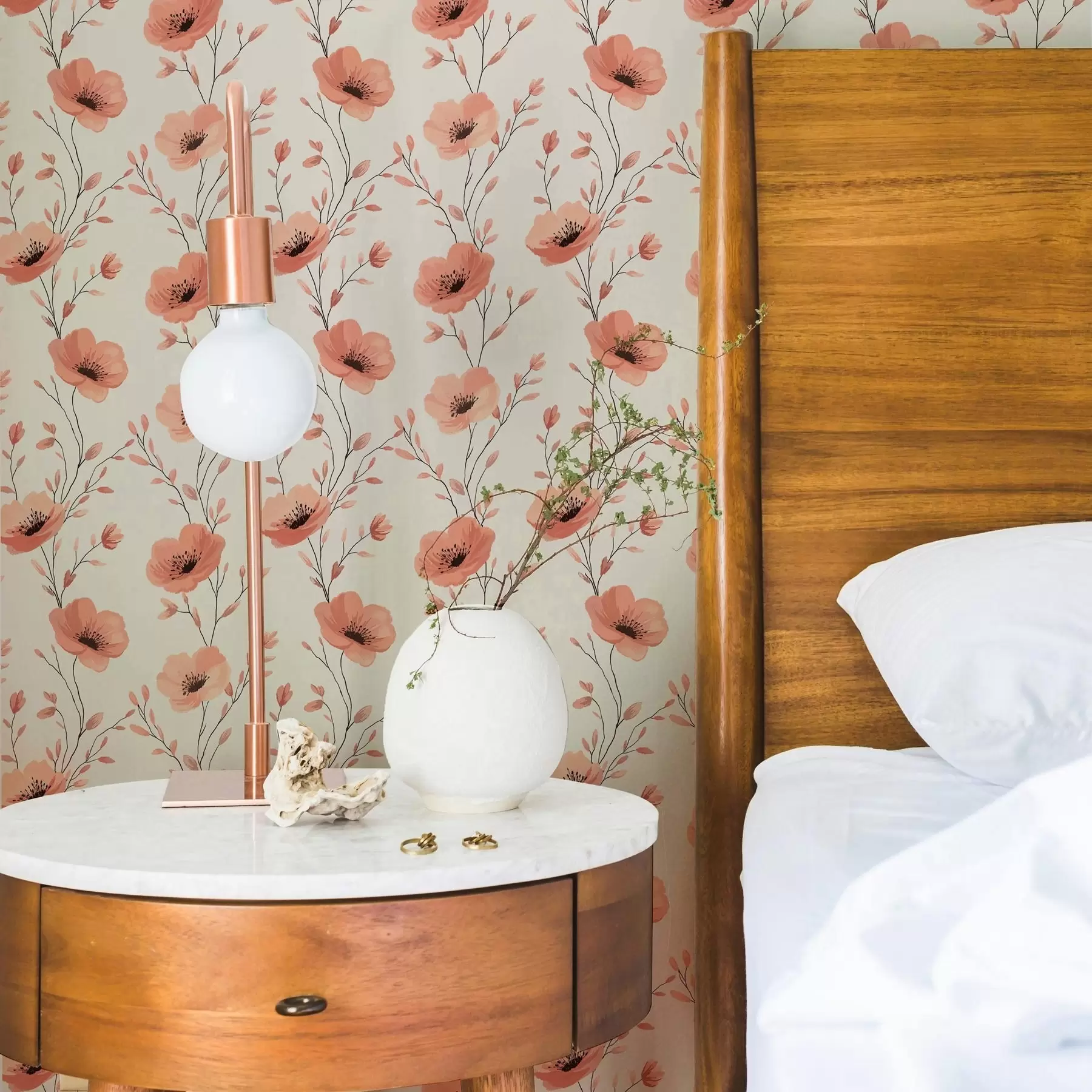 Fototapetes Rozā magones uz kātiņiem a00083