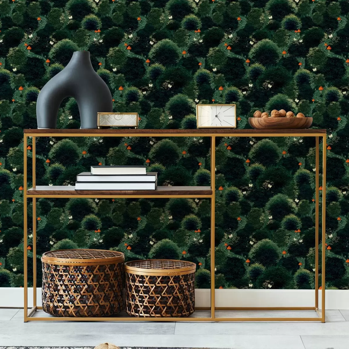 Tapetes Sulīgi koku vainagi un krāsainas sēnes a00087