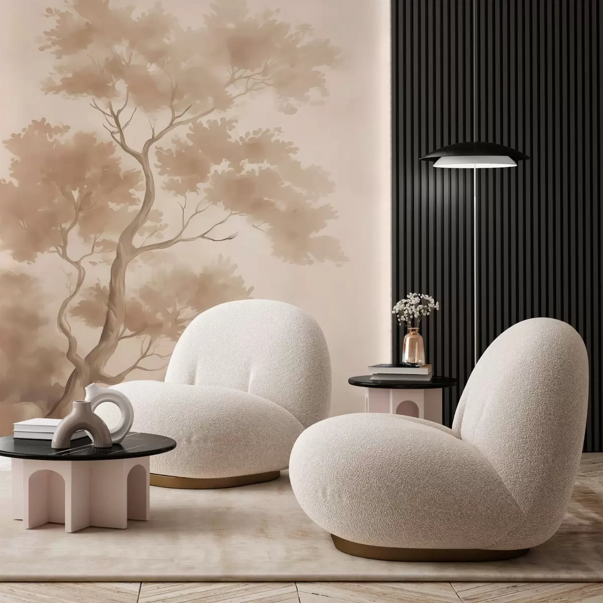 Fototapetes Koku imitācija neskaidrā akvarelī w03471