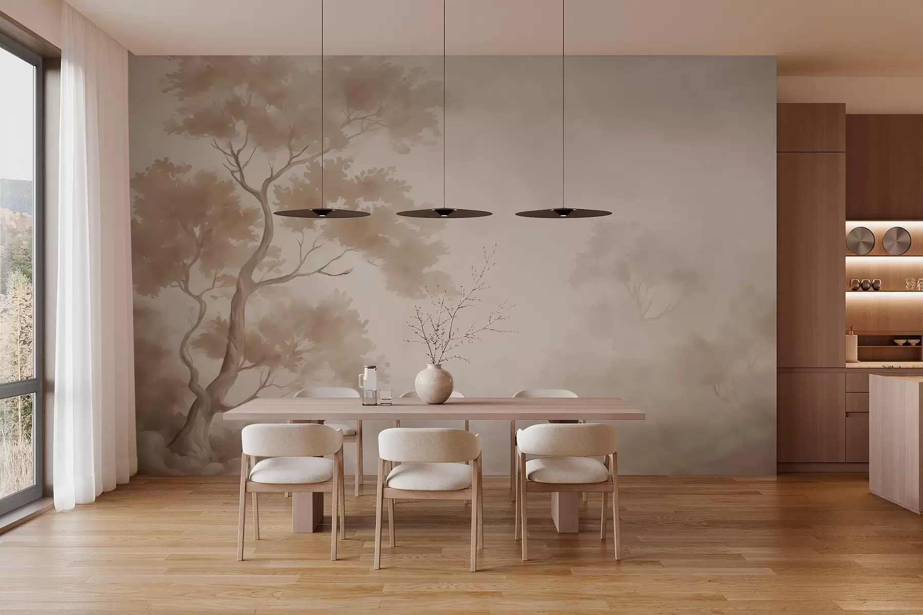 Fototapetes Koku imitācija neskaidrā akvarelī w03471