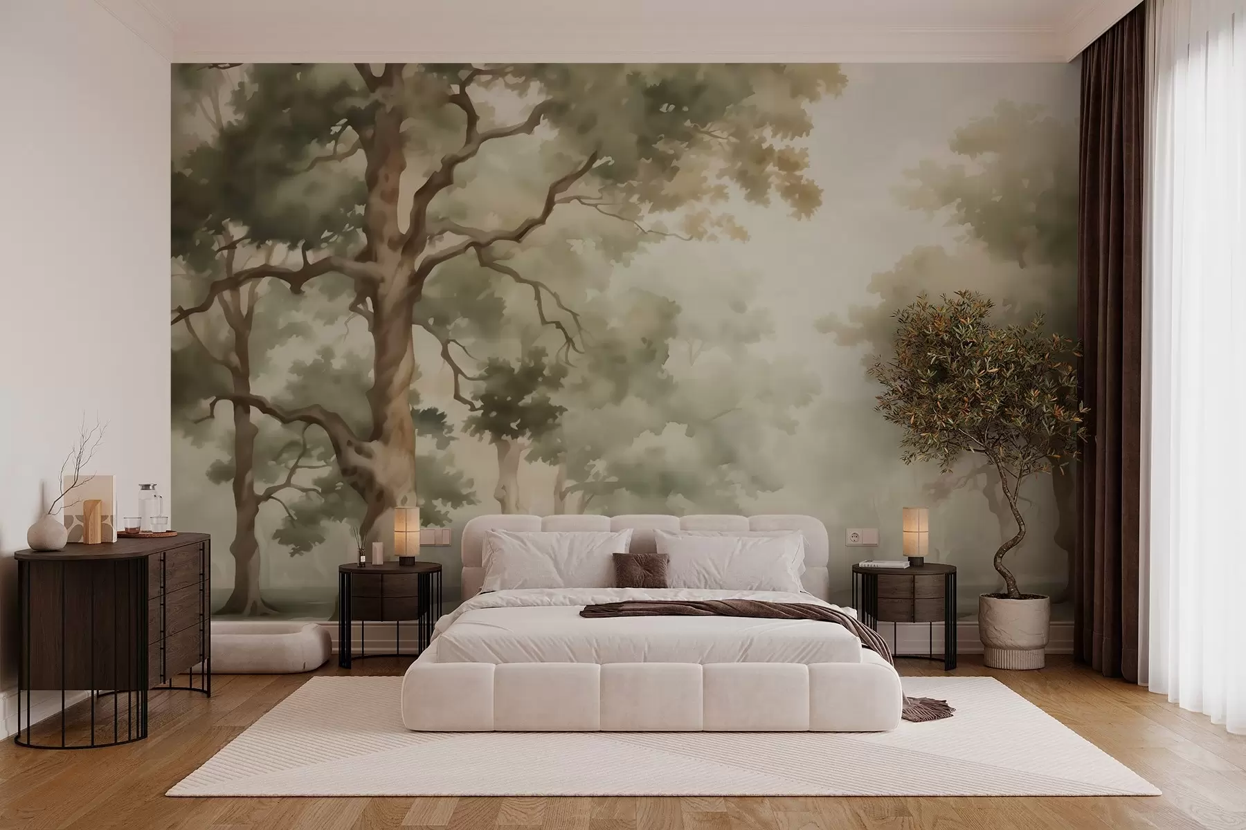 Fototapetes Ozolu birzs neskaidra akvareļa imitācija w03465