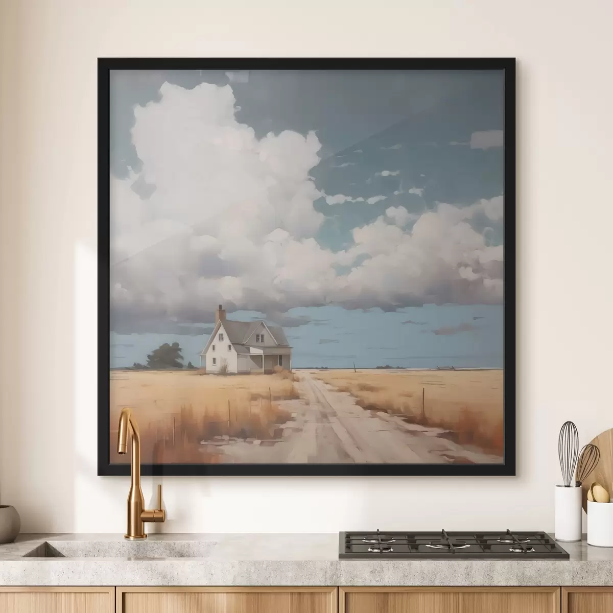 Plakāts Māja uz lauka imitācija glezniecības f43440