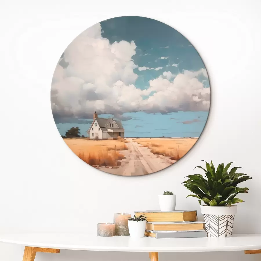 Glezna Māja uz lauka imitācija glezniecības r43440