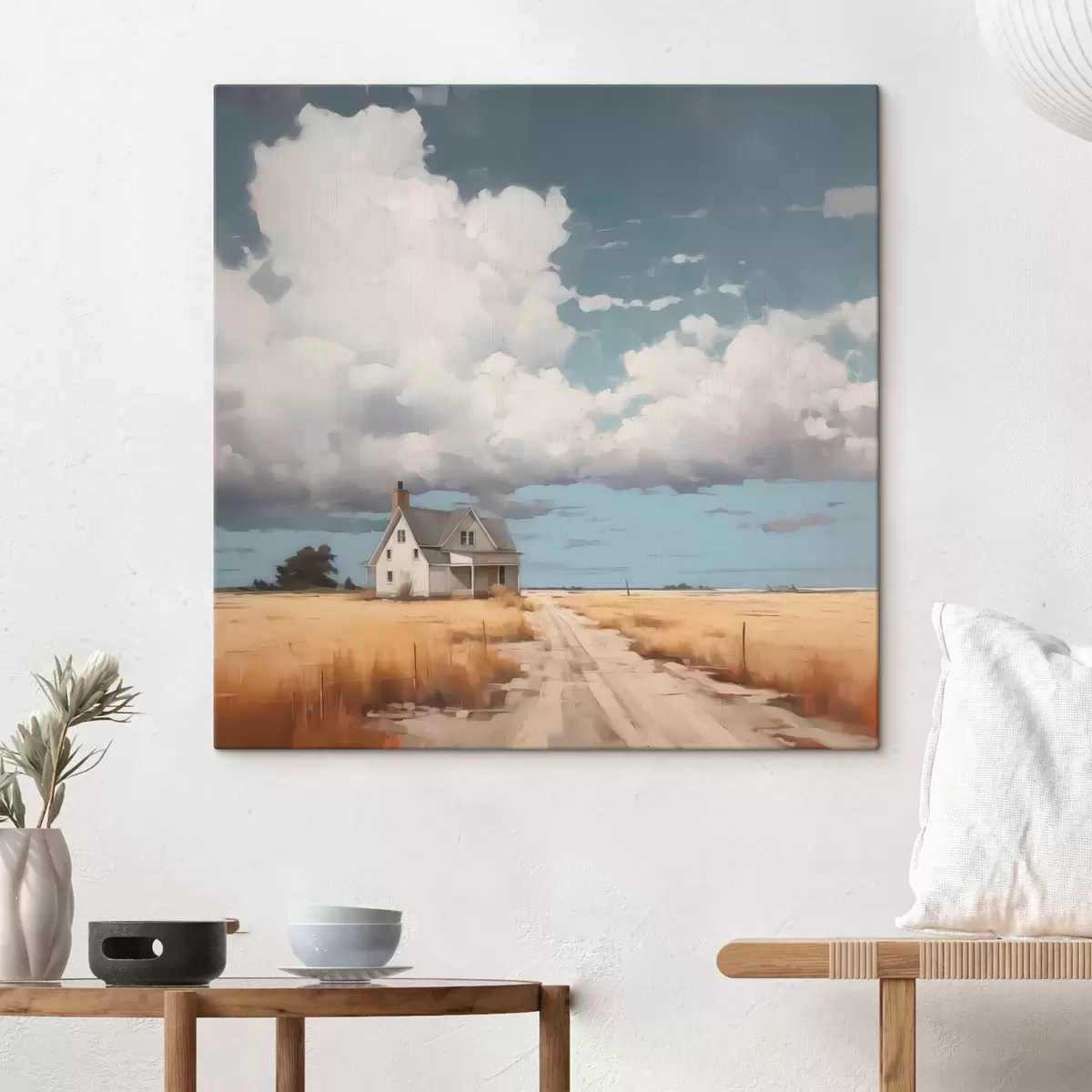 Glezna Māja uz lauka imitācija glezniecības s43440