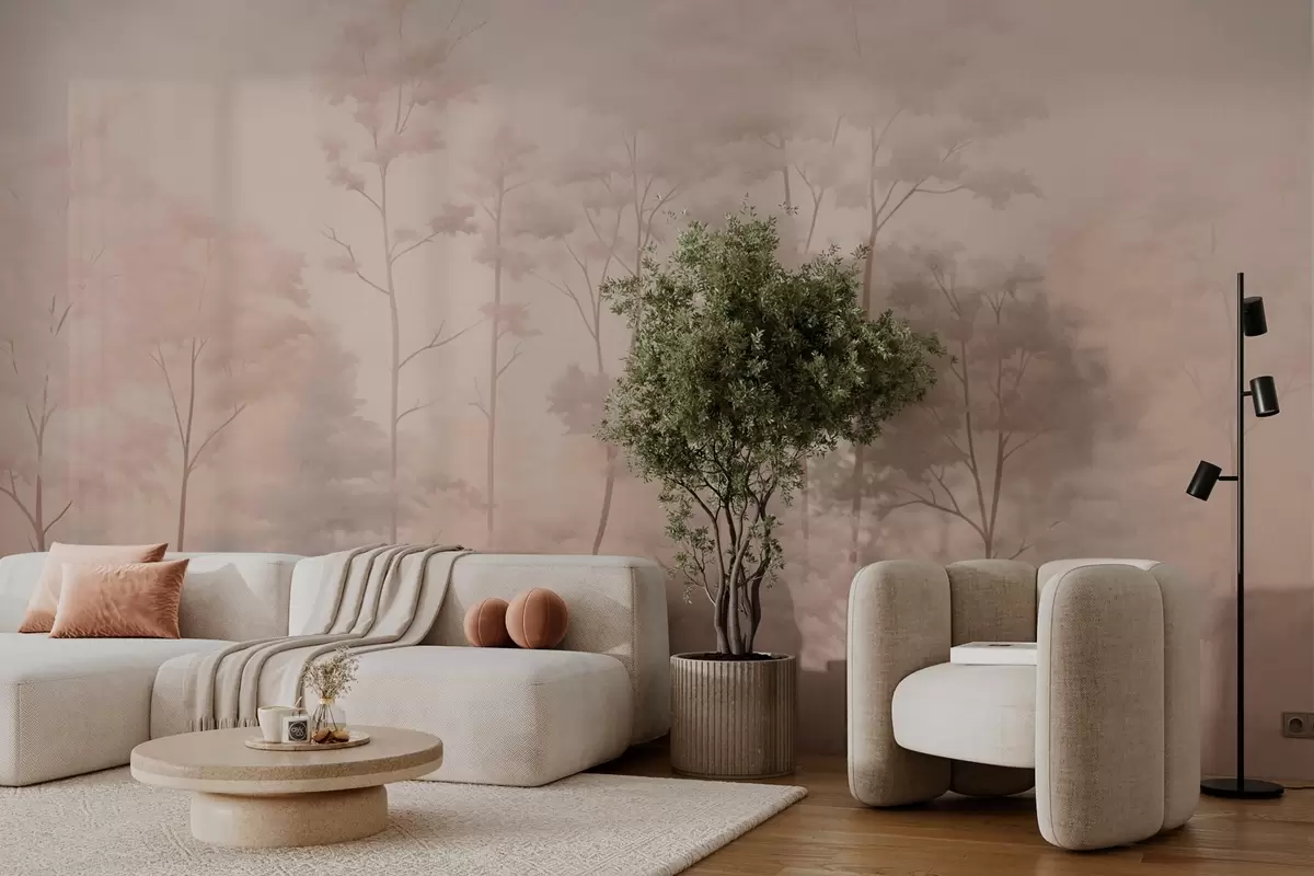 Fototapetes Modīgs mežs maigās pasteļkrāsāsās w03525v1