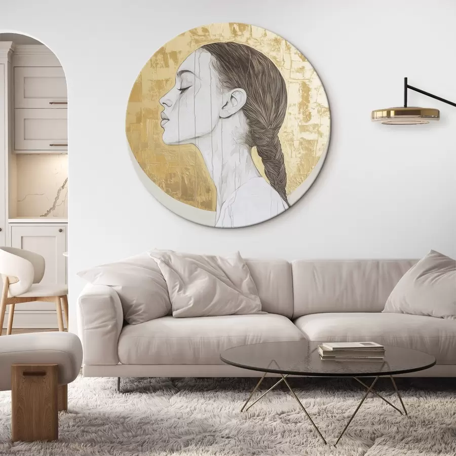 Glezna Sievietes portrets, minimālisms, akrila stils, smilškrāsas krāsas r43504