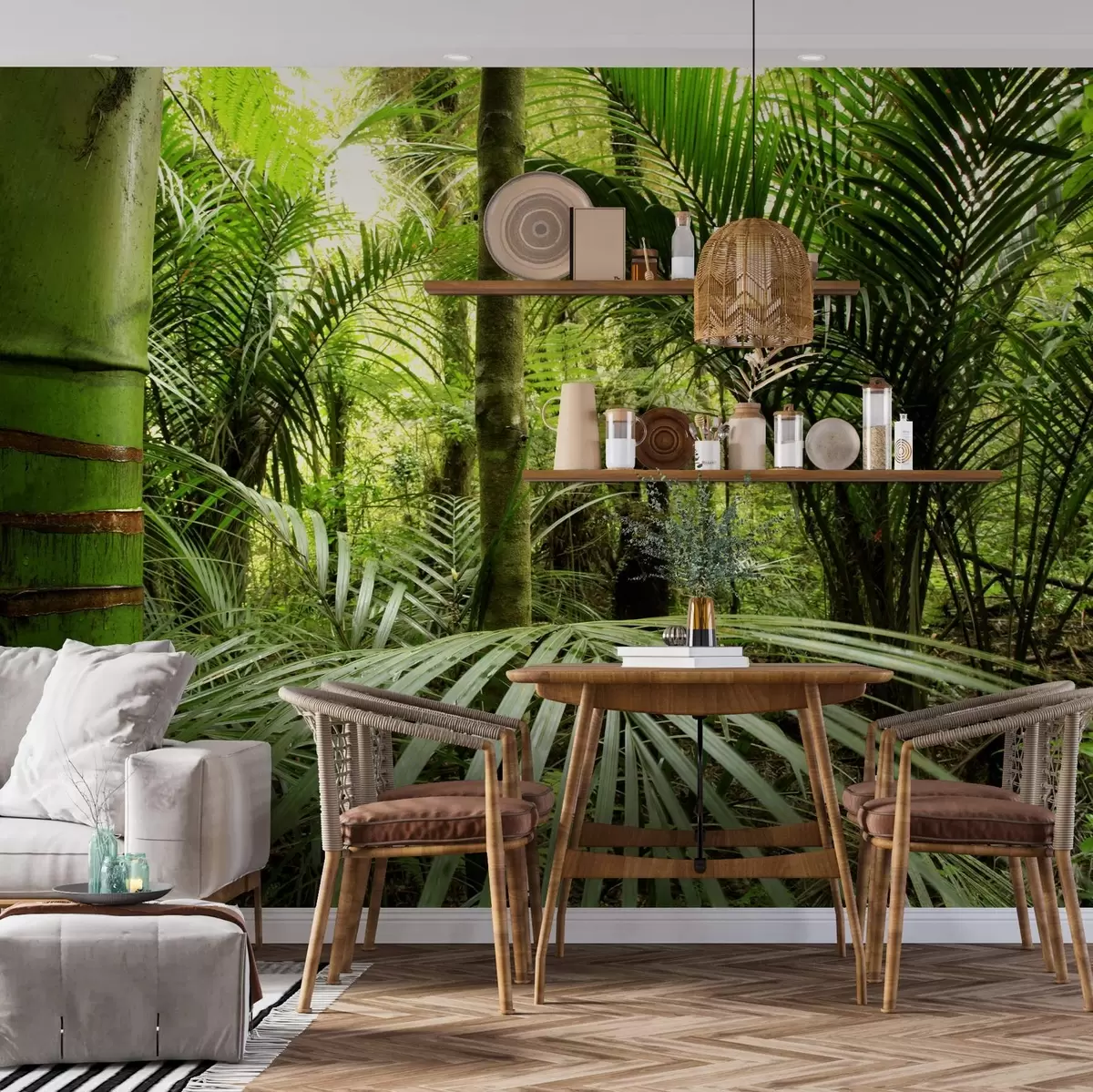 Fototapetes Sulīgs apstādījums biezā mežā u56916