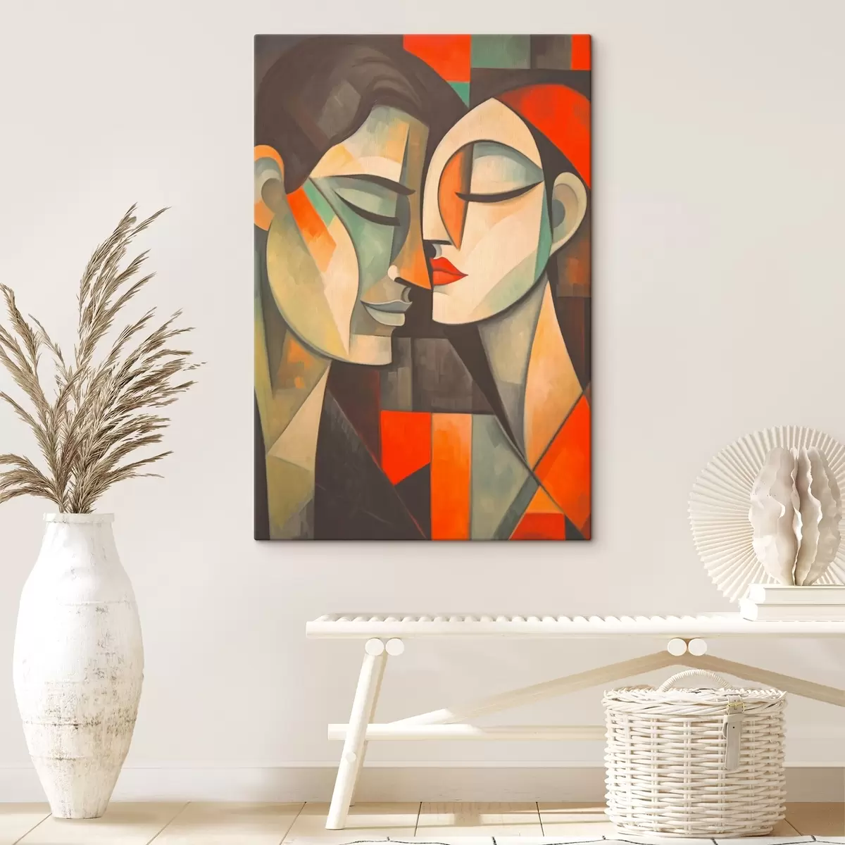 Glezna Sievietes abstraktais portrets siltās krāsās s43524