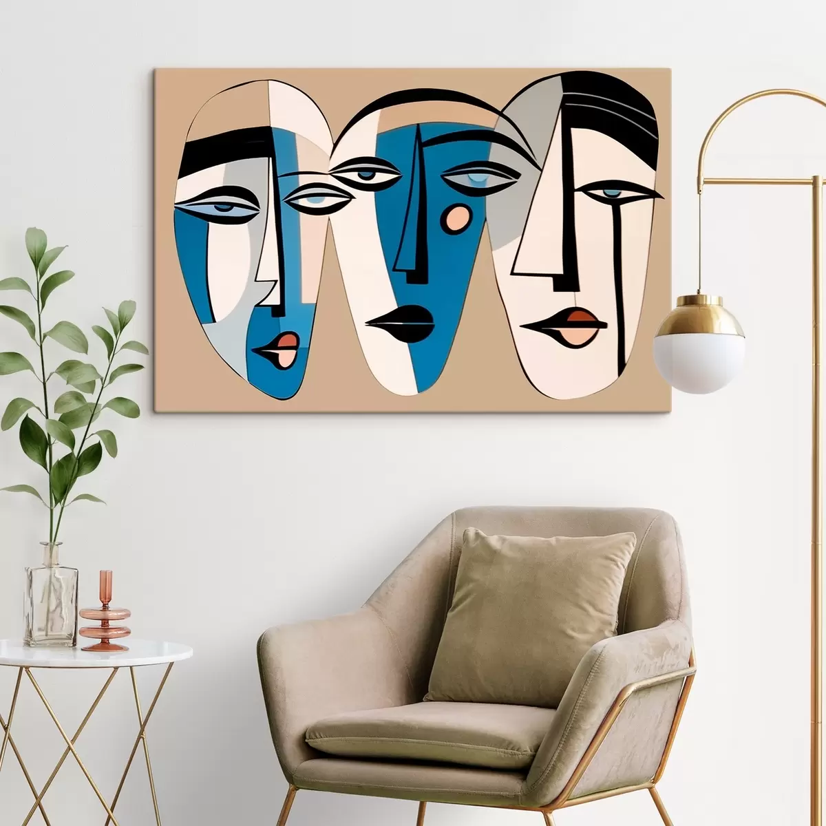 Glezna Kaķa abstrakts portrets ģeometriskā stilā s43526