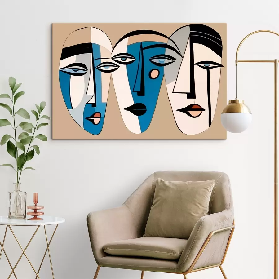 Glezna Kaķa abstrakts portrets ģeometriskā stilā s43526