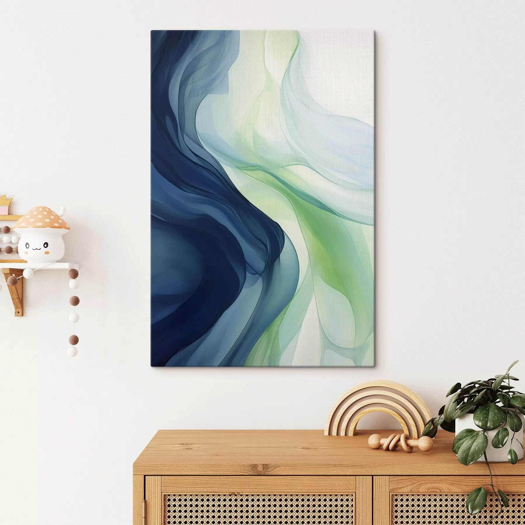 Fototapetes Krāsaini traipi zaļā un zilā krāsā s43580