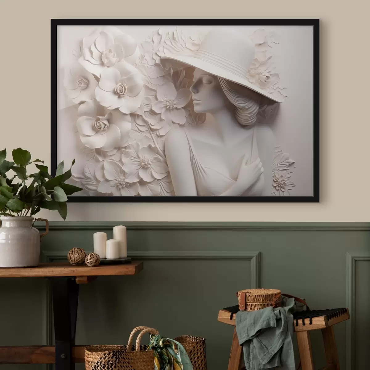 Plakāts Sievietes ar cepuri imitēts bareljefs f43547