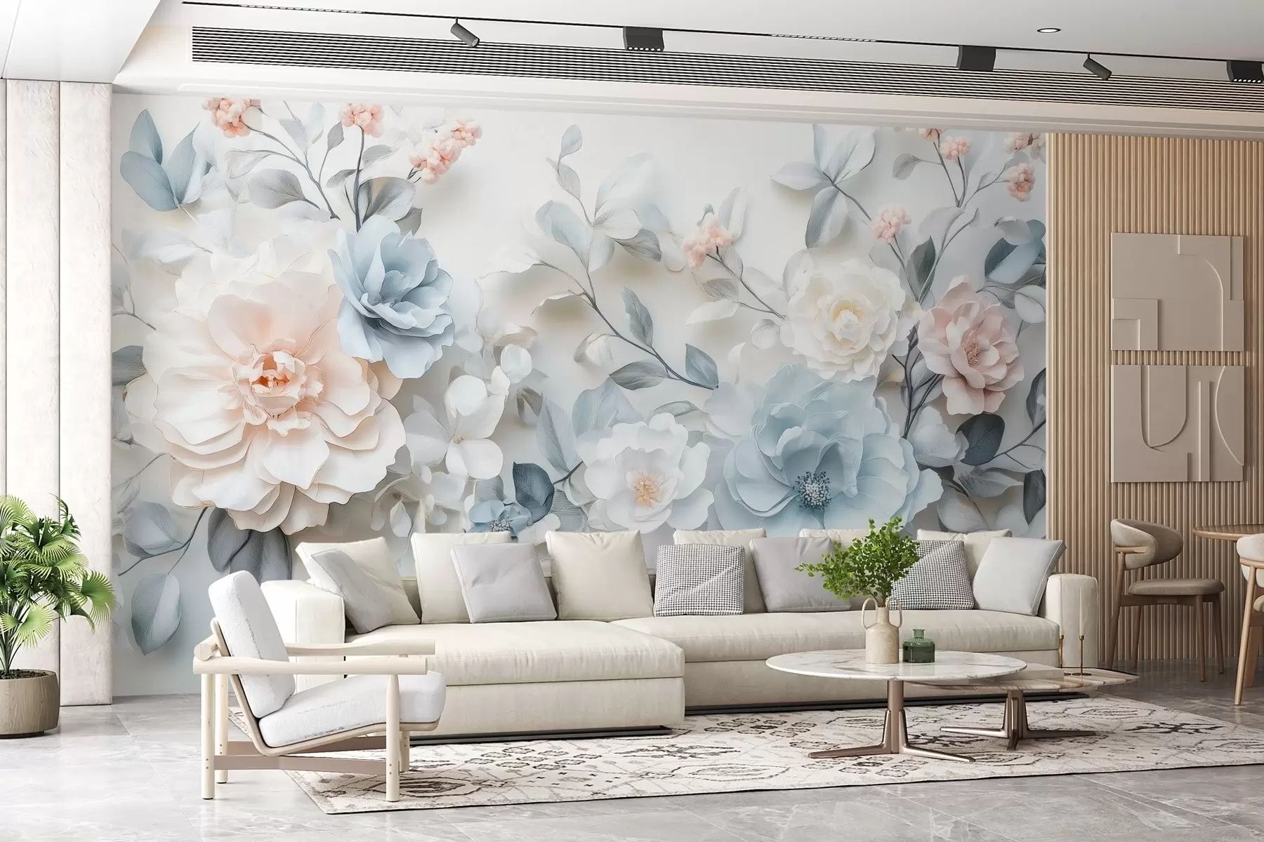 Fototapetes maigi gaisīgi ziedi ar apjoma efektu eļļas glezniecības stilā w03457