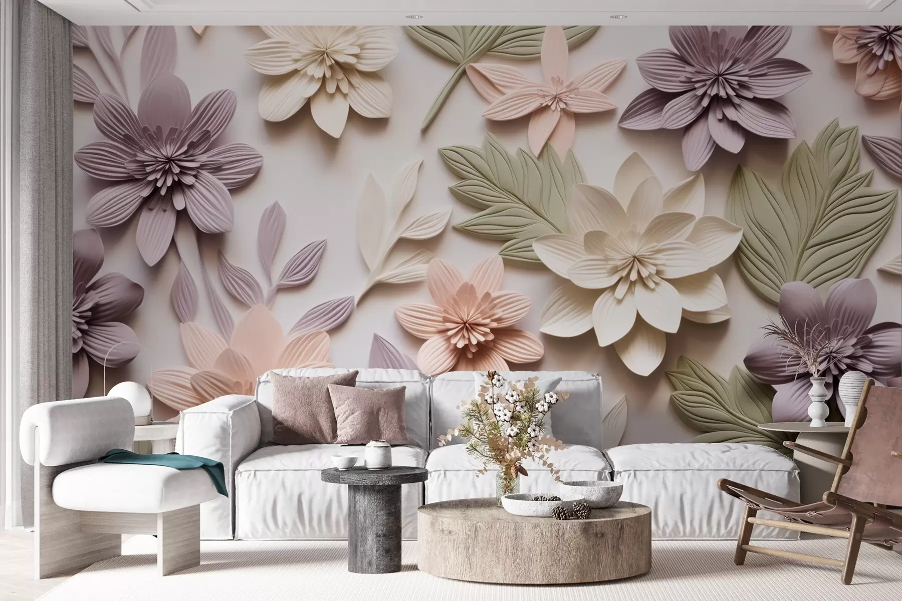 Fototapetes 3D ziedu reljefs papīra kompozīcijas formā w08958