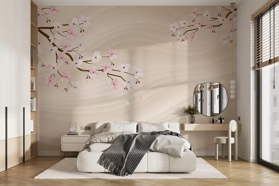 Fototapetes Sakuras zari uz viļņaina smilšaina fona w08959