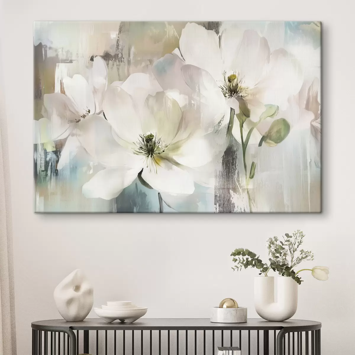 Glezna Balti ziedi eļļas krāsu stilā s43903