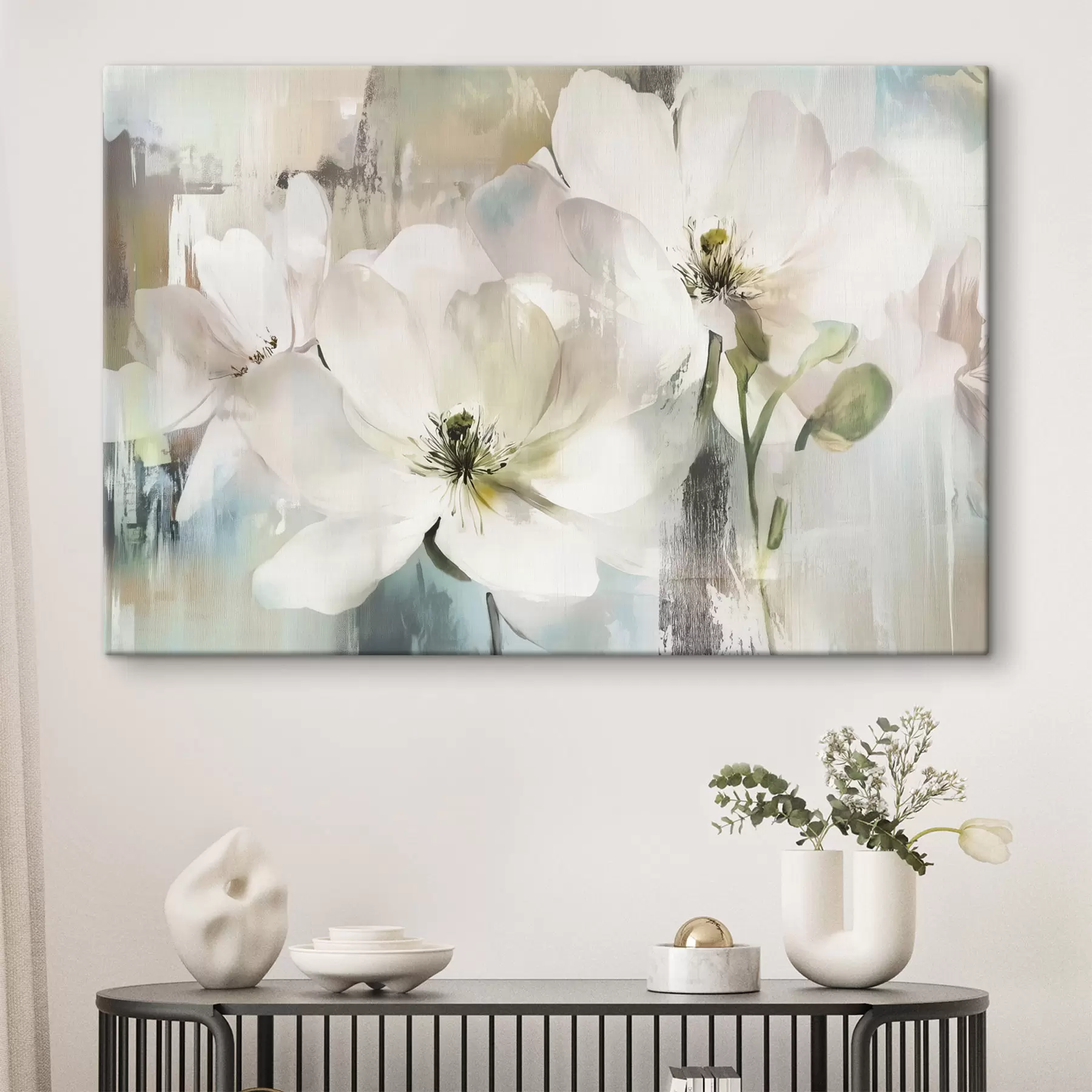 Glezna Balti ziedi eļļas krāsu stilā s43903