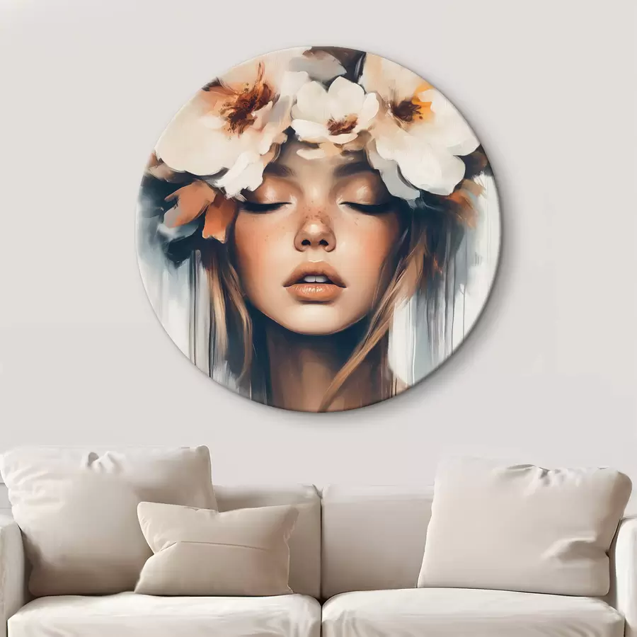 Glezna Sievietes portrets ar ziediem matos r43001