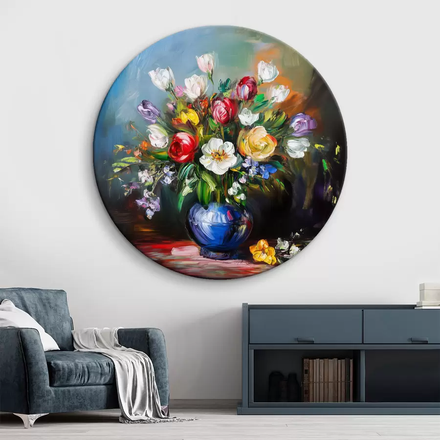 Glezna Daudzkrāsainu ziedu pušķis r43911