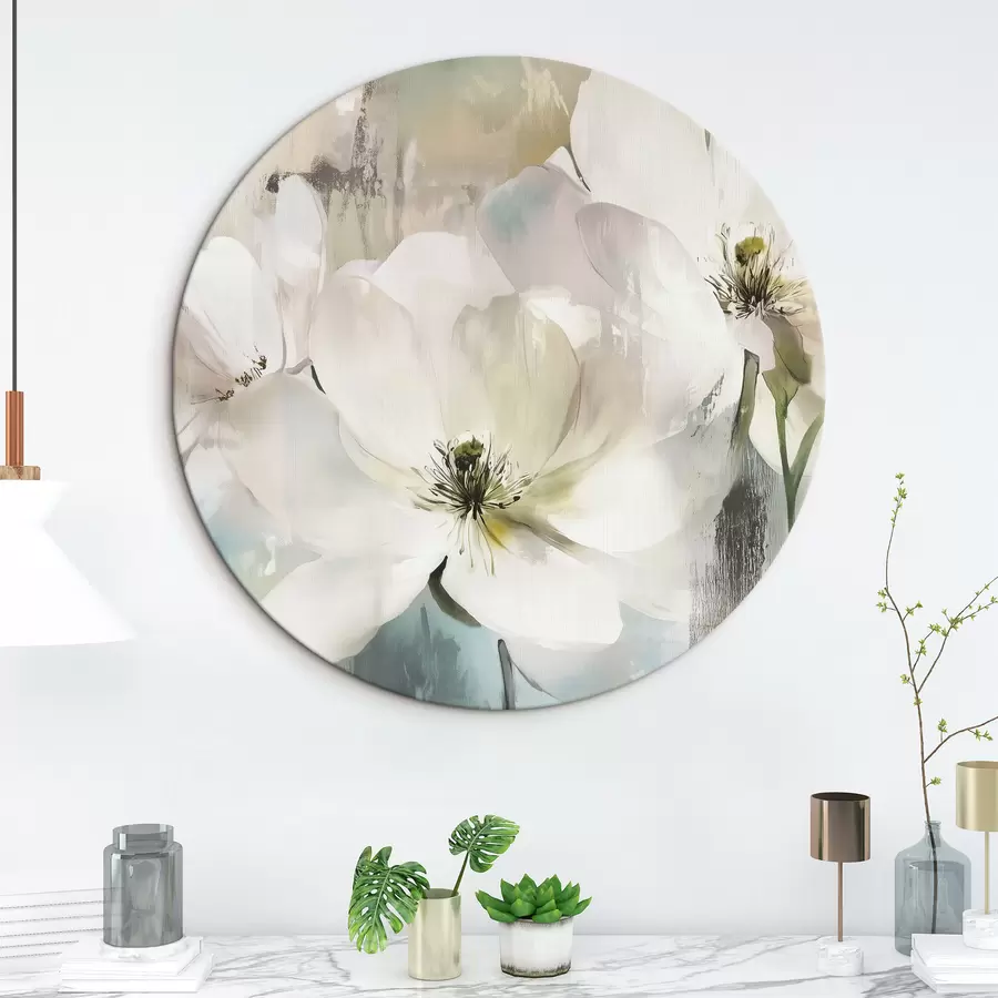 Glezna Balti ziedi eļļas krāsu stilā r43903