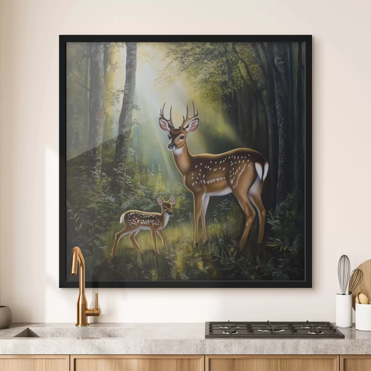 Plakāts Brieži un alnis mežā f43915