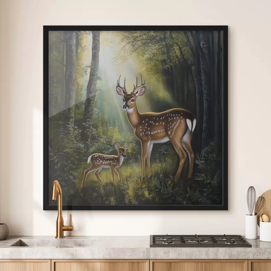 Fototapetes Brieži un alnis mežā f43915