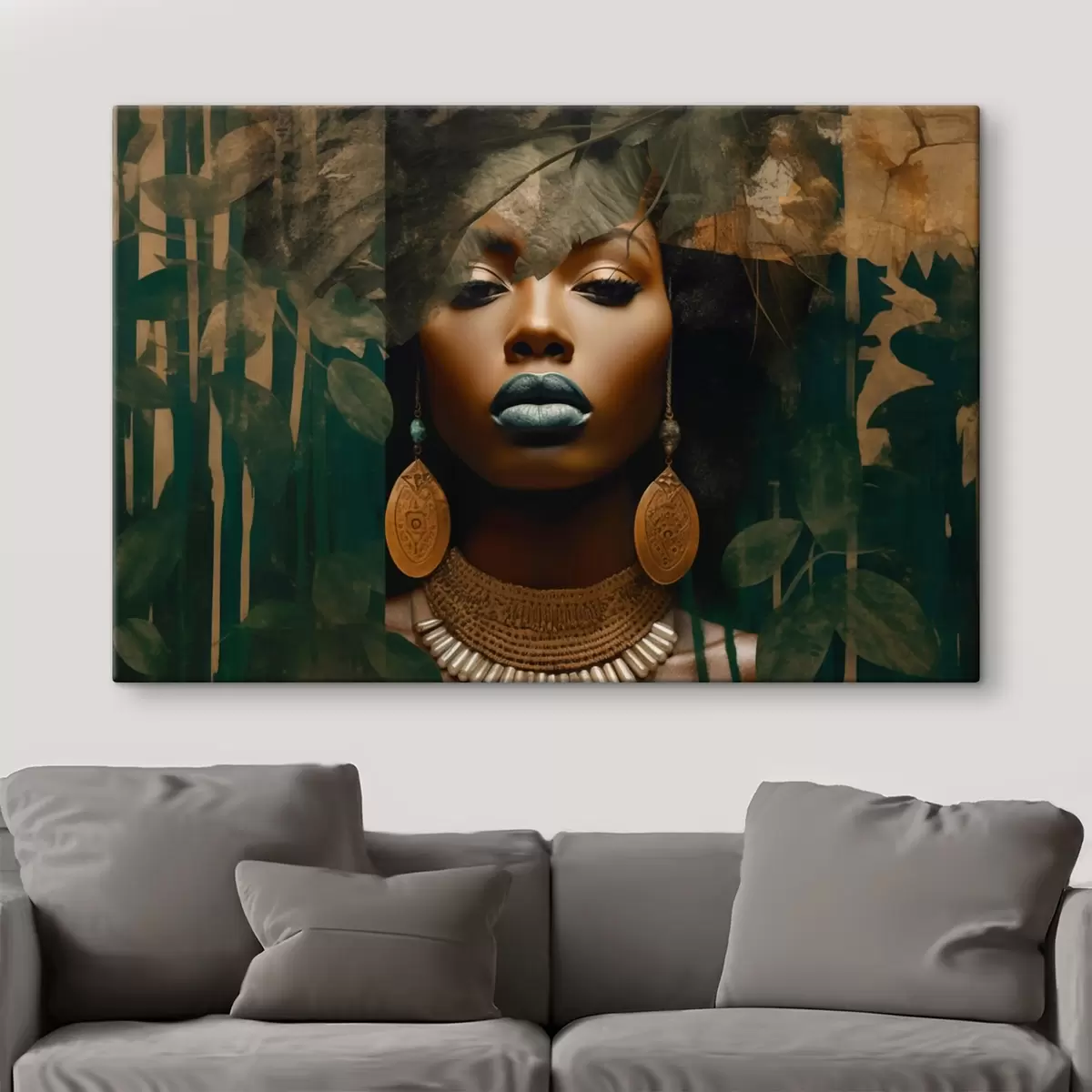 Glezna Meitenes seja uz abstrakta meža fona s43466