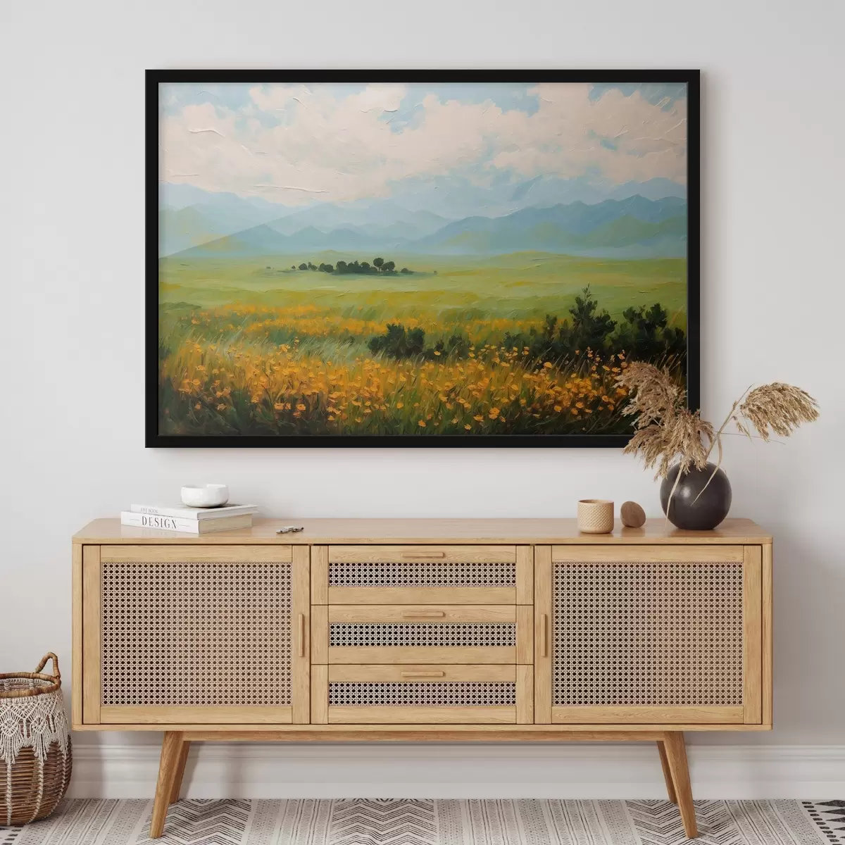 Plakāts Ziedu lauks eļļas glezna stilā f43451