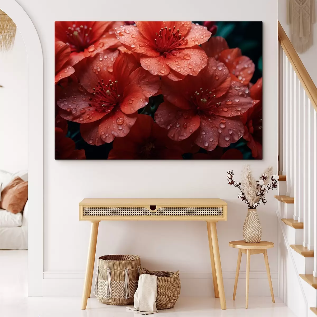 Glezna Sarkani ziedi ar rasas pilieniem s43878