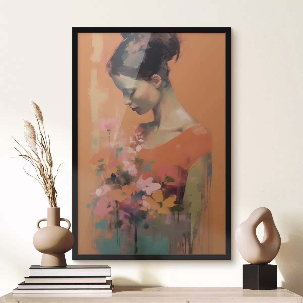 Plakāts Meitene un ziedi f43933