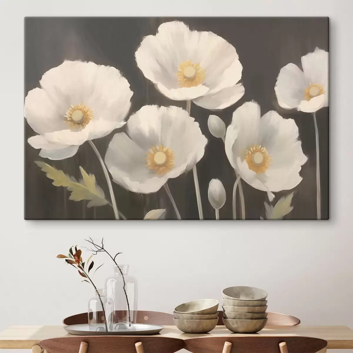 Glezna Baltie ziedi s43223