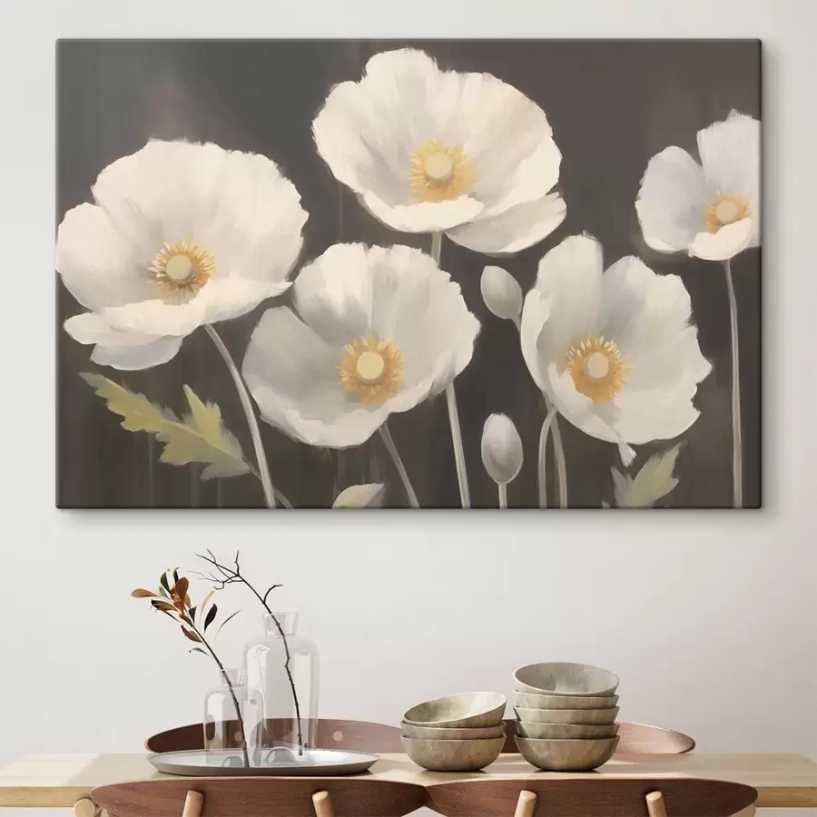 Glezna Baltie ziedi s43223